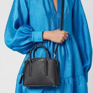 Kate Spade margaux mini refined grain leather satchel (black)